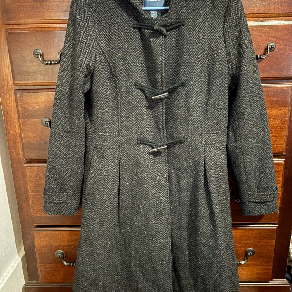 Women's ModCloth Charcoal Herringbone Wrap Coat